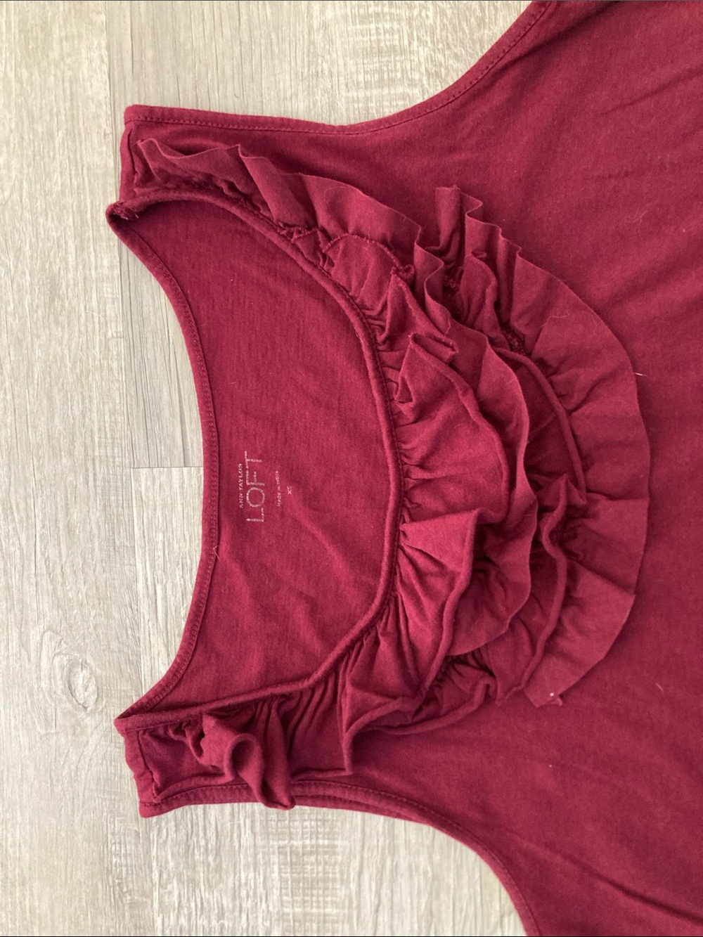 Loft Ruffled Burgundy Top - Picture 2 of 3